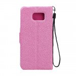 Wholesale Galaxy S6 Crystal Flip Leather Wallet Case with Strap (Eiffel Tower Hot Pink)